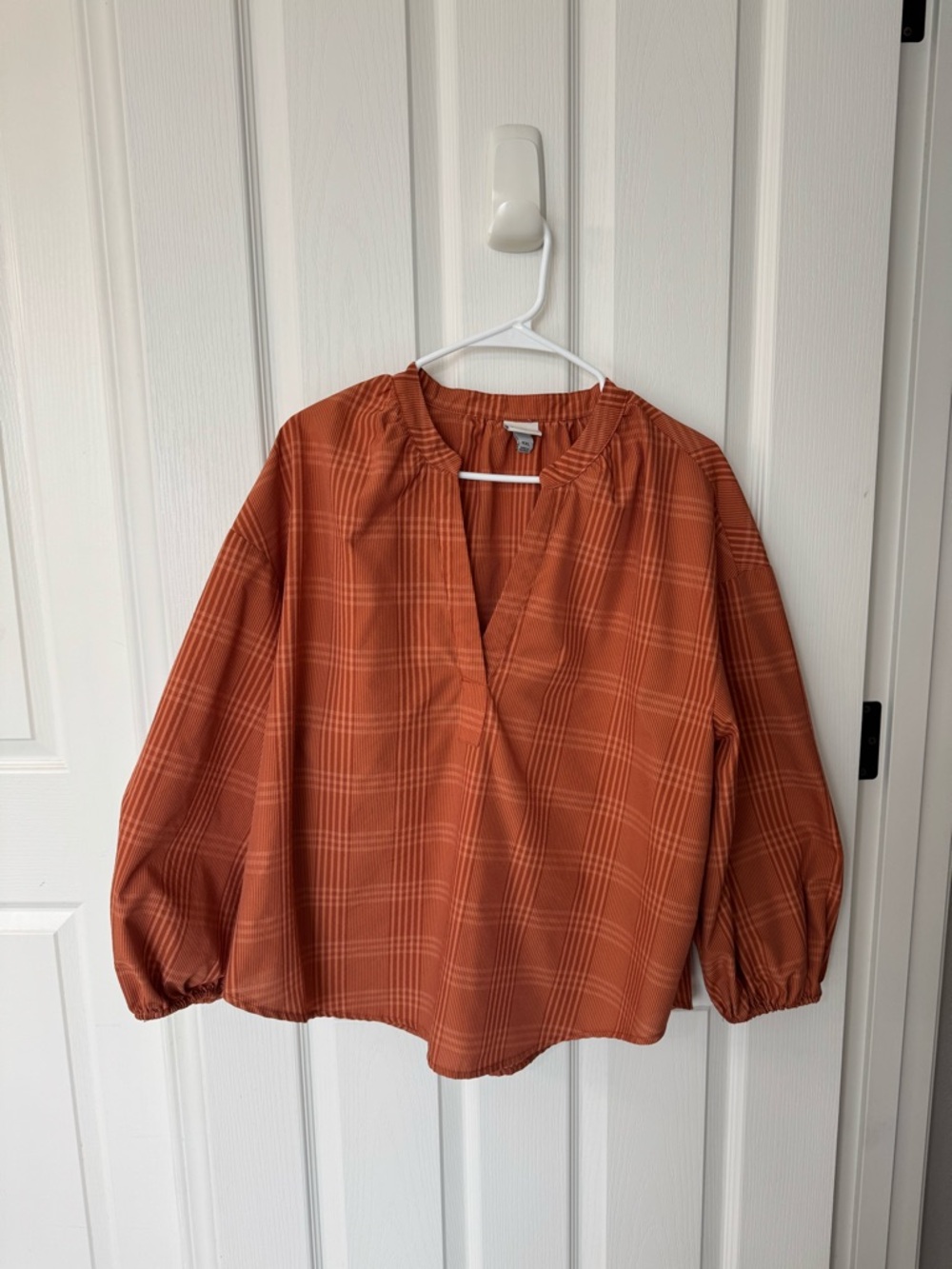 Women’s Burnt Orange Plaid Blouse
